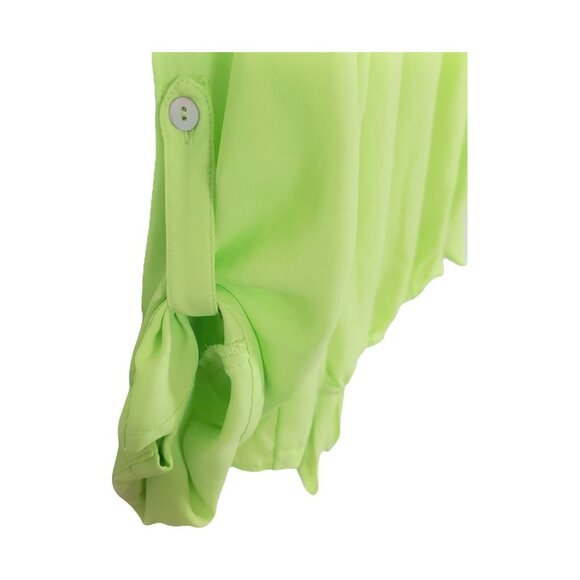 ❤️280 Chico's Button Down Tie- Front Neon Green Top - Picture 4 of 6